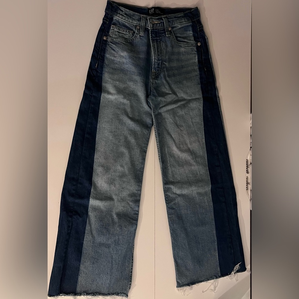 GAP Women's High Rise Two-Tone Jeans - Blue and Black